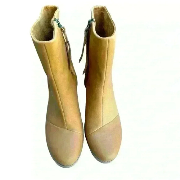 Women's TOMS® Evelyn Zip Boots Size 9.5 Low Calf   Zip Boot in Tan NWOB - Picture 5 of 10
